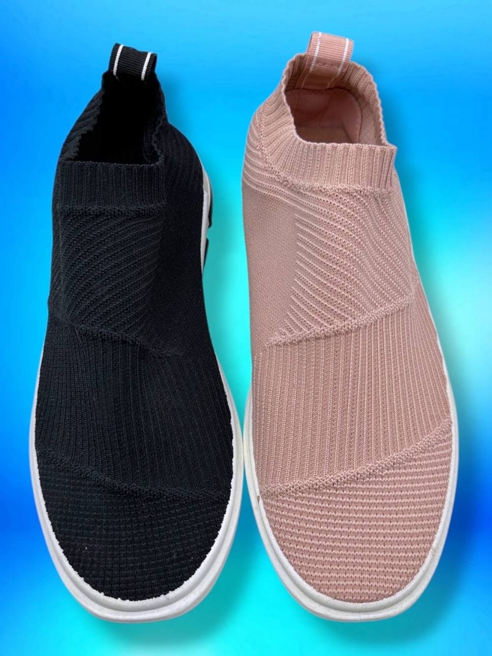 ETC! Rue21 Breathable Knit Lightweight Slip On Sock Sneakers Pink Black 10